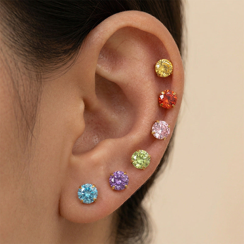 18K Gold-Plated Zircon Stud Earring