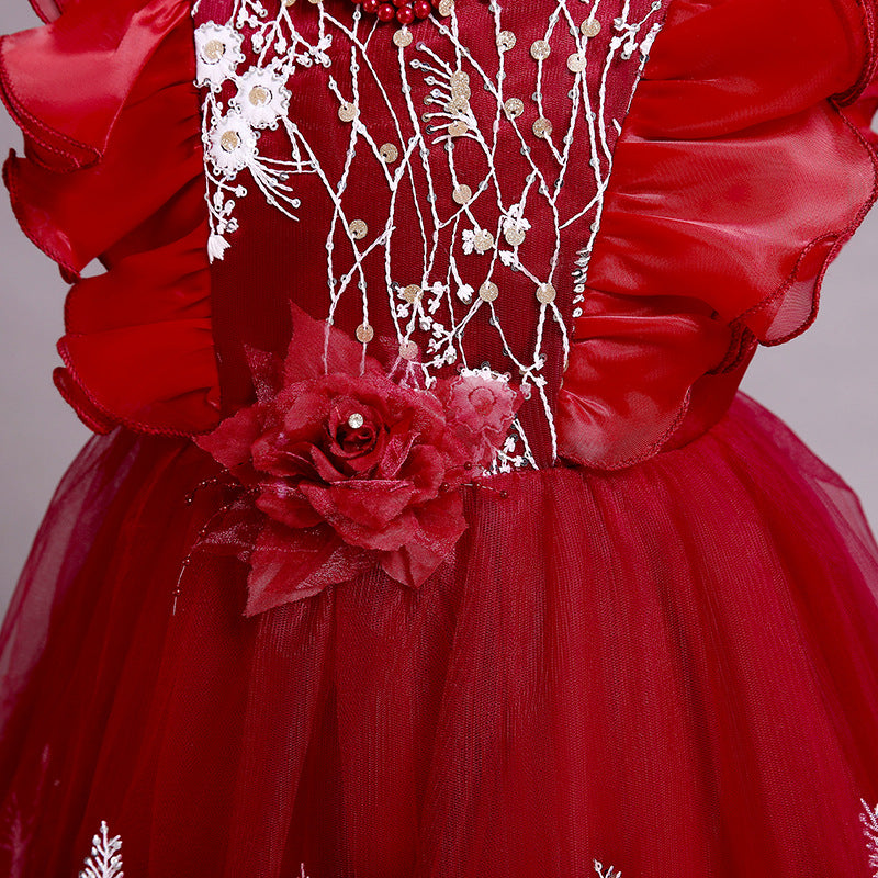 Embroidered Princess Dress with Small Flowers