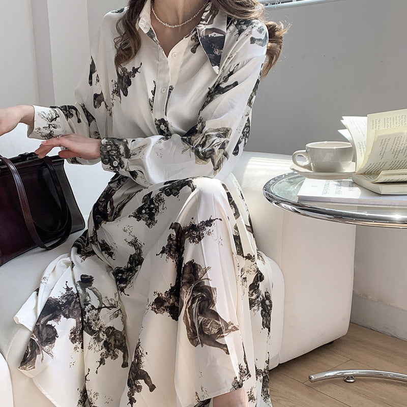 Printed Shirt and High-Waisted Skirt Set