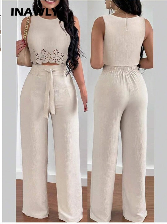 Floral Off-Shoulder Set and Tie-Front Pants
