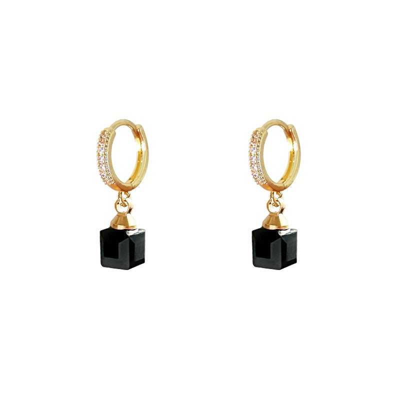 Pendientes trepadores elegantes de cristal cuadrado