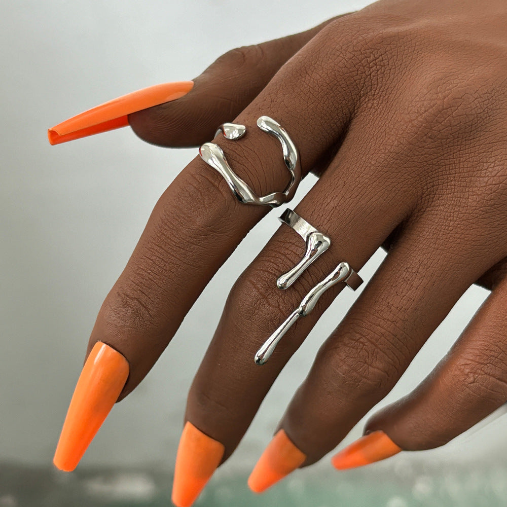 Anillo ajustable de línea geométrica