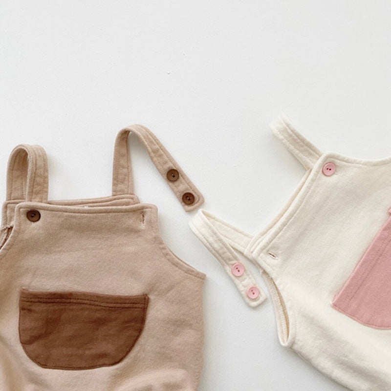 Cotton Baby Romper with Straps with Bonnet Option