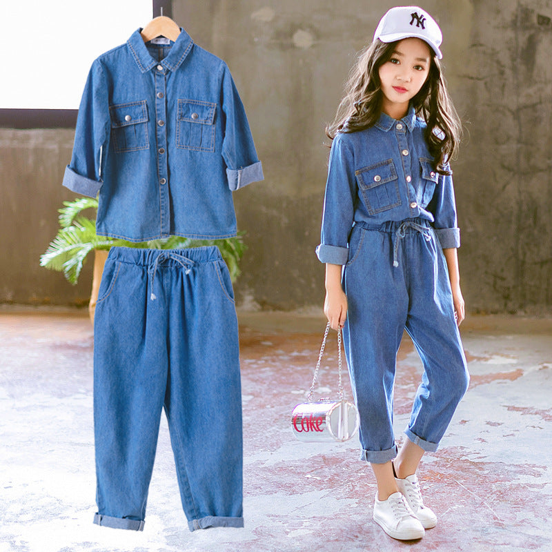 Conjunto de dos piezas de mezclilla para niñas