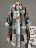 Retro Color-Block Casual Top for Women