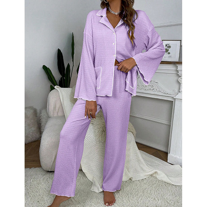Conjunto de pijama de satén con cuello sastre para mujer