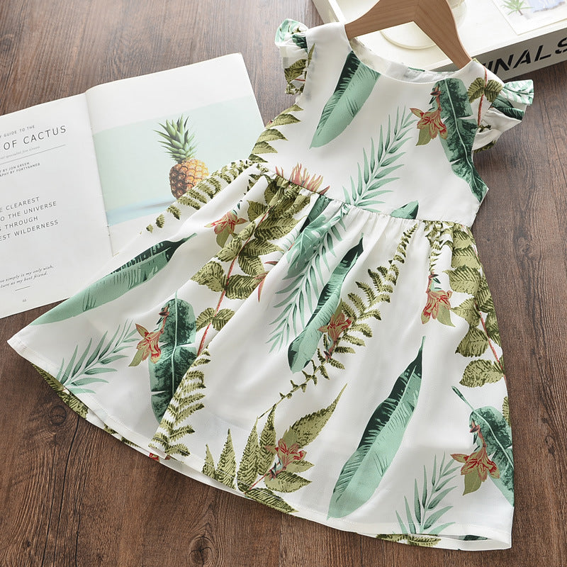 Vestido de gasa sin mangas con volantes para niñas pequeñas