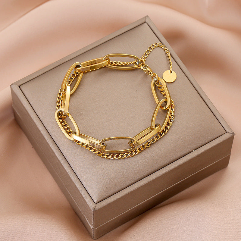 Double-Layer Gold Chain Bracelet