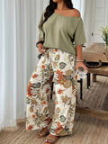 Printed Loose-Fit Set with Wide-Leg Pants