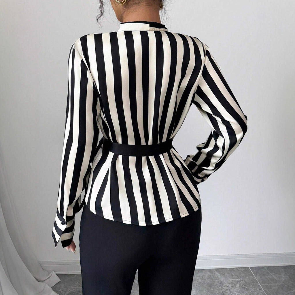 Elegant Striped Long Sleeve Shirt for Women