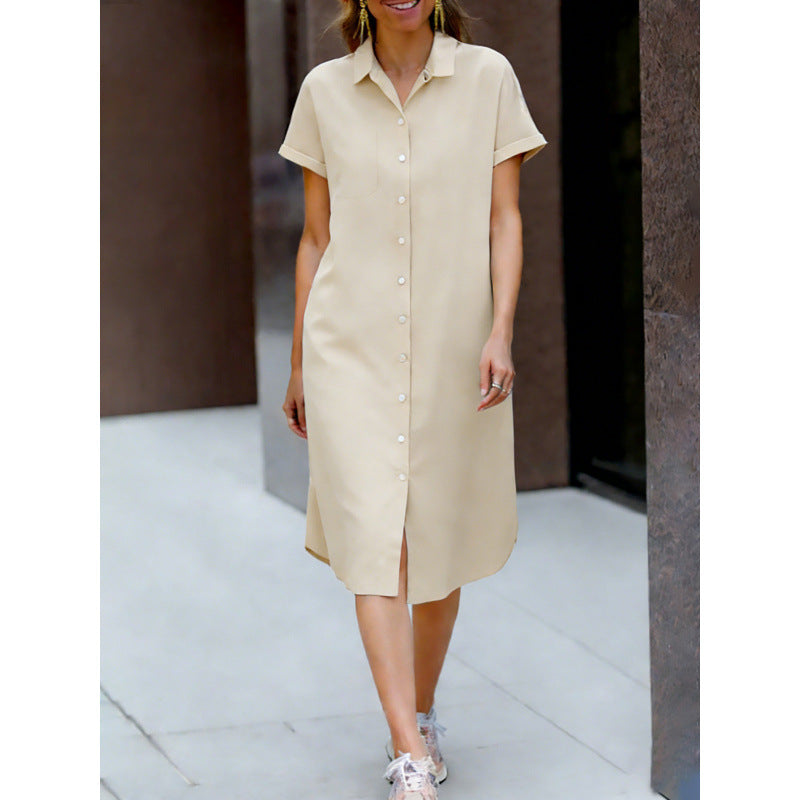 Vestido camisero midi con cuello sastre y botones
