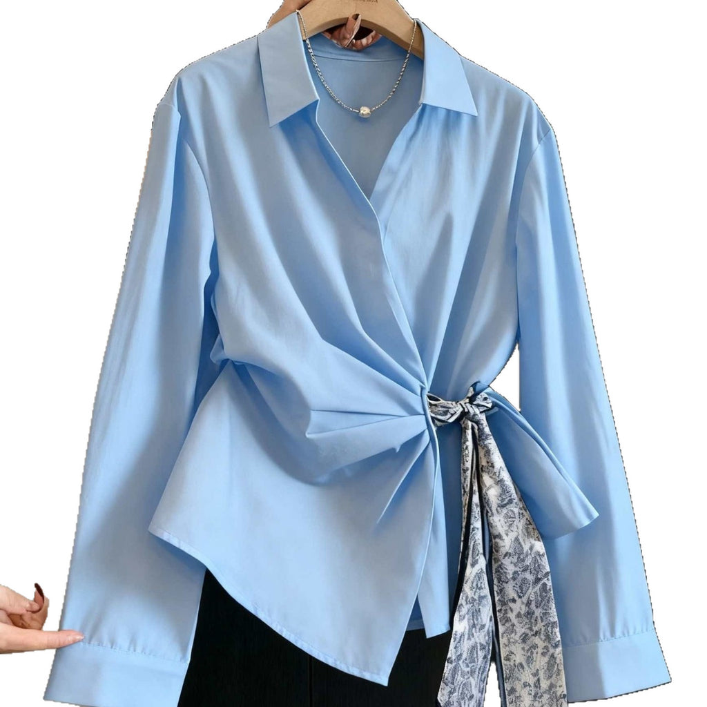Chemise élégante à manches longues avec foulard en soie et cravate assortie