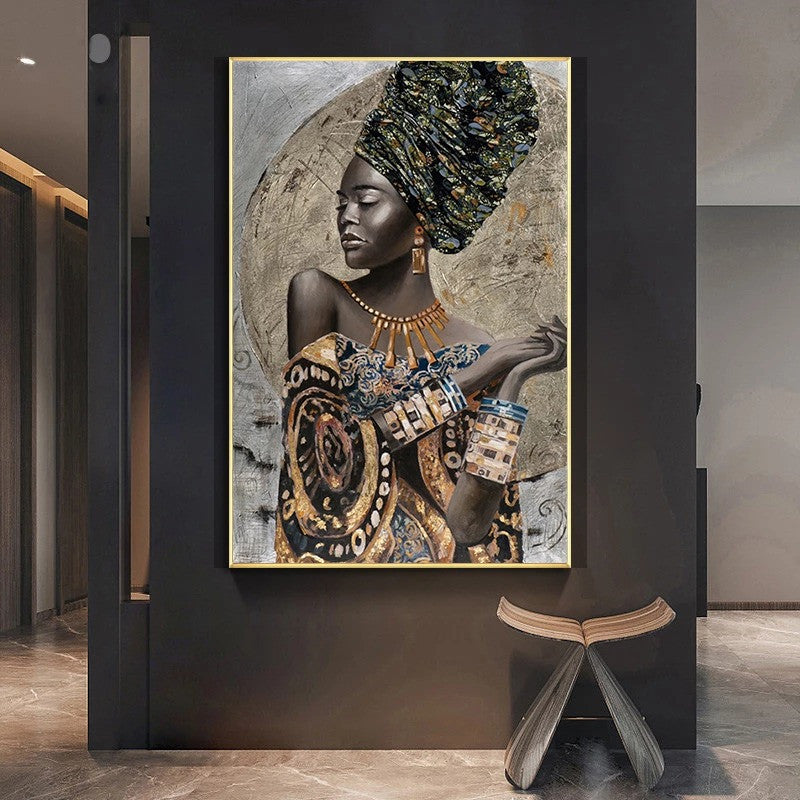 Peinture sur toile abstraite Fille africaine pour décoration de salon