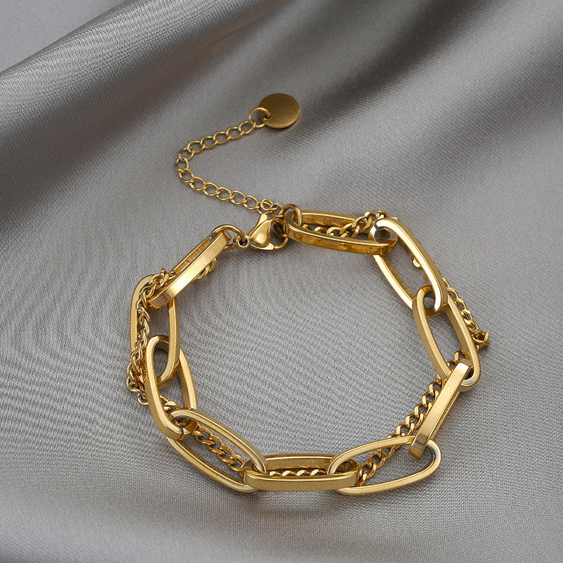 Pulsera de cadena de oro de doble capa