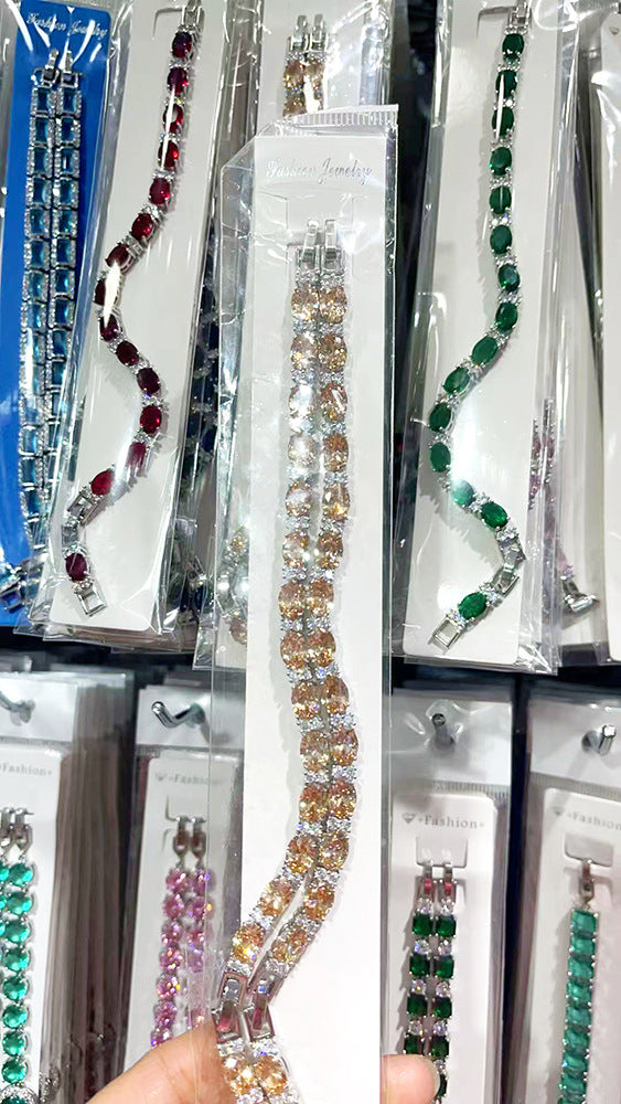 Pulsera sencilla de circonitas de cristal