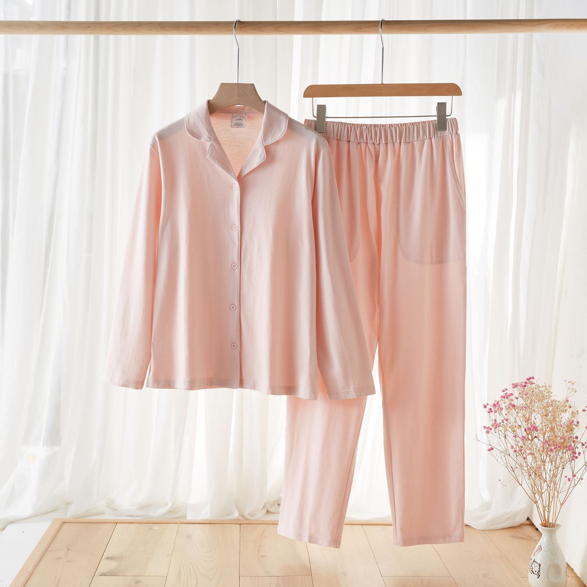 Pijama de algodón de manga larga para mujer