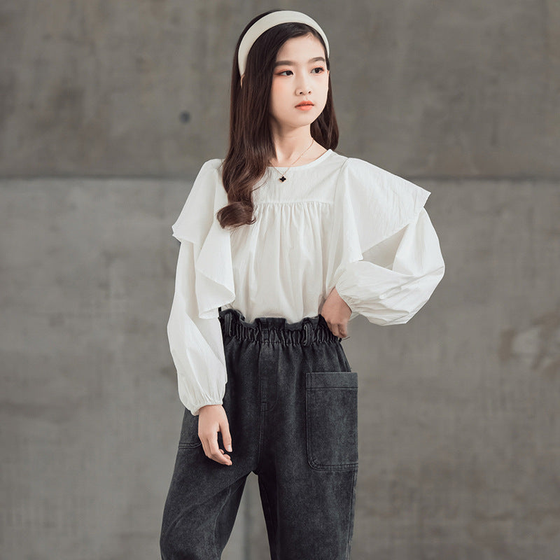 Camisa suelta de algodón para niña