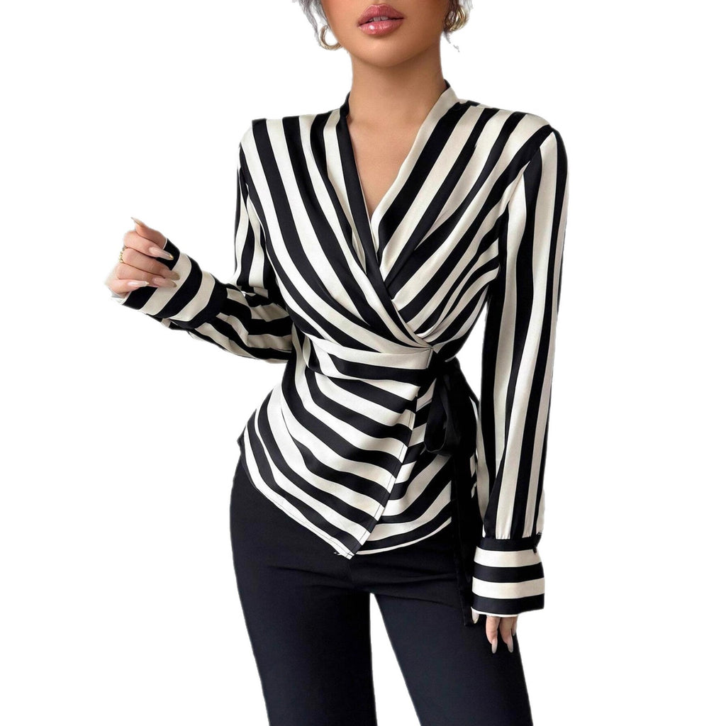 Elegant Striped Long Sleeve Shirt for Women