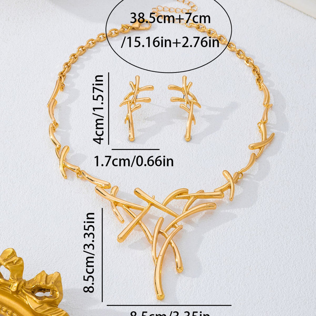 Gold Line Elegance Necklace and Earrings Set