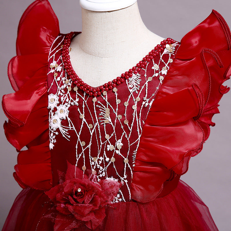 Embroidered Princess Dress with Small Flowers