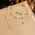 Juego de joyas de acero inoxidable con turquesa azul