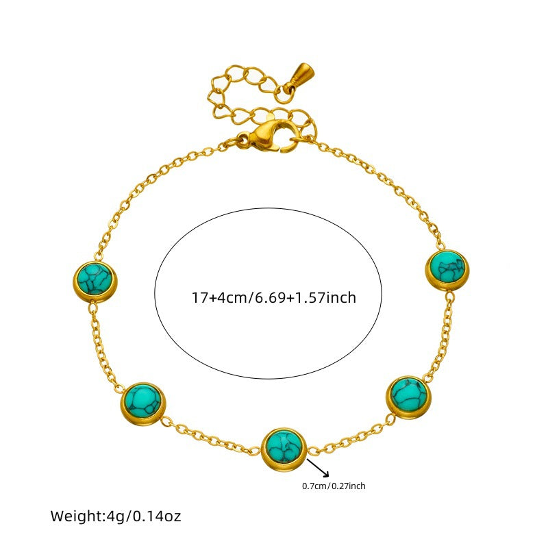 Juego de joyas de acero inoxidable con turquesa azul