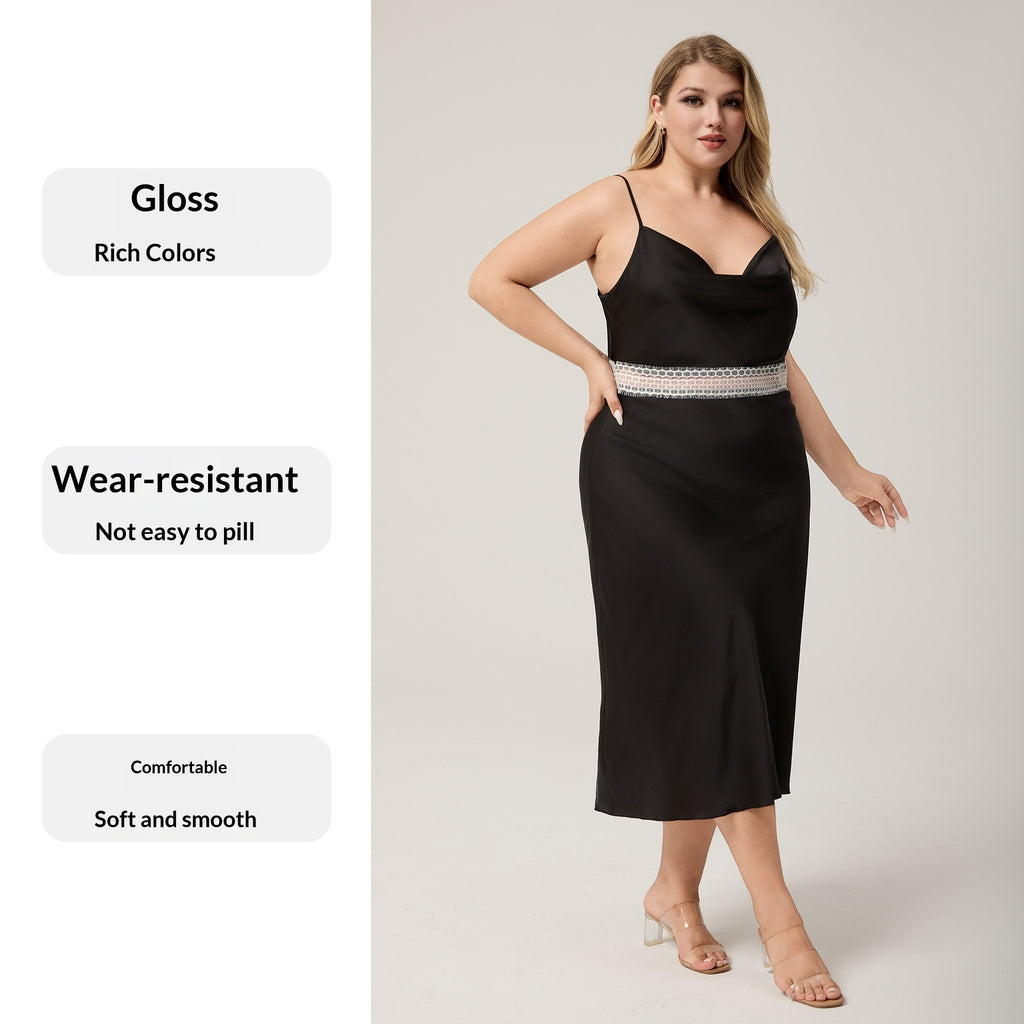 Camisón de satén talla grande con tirantes finos
