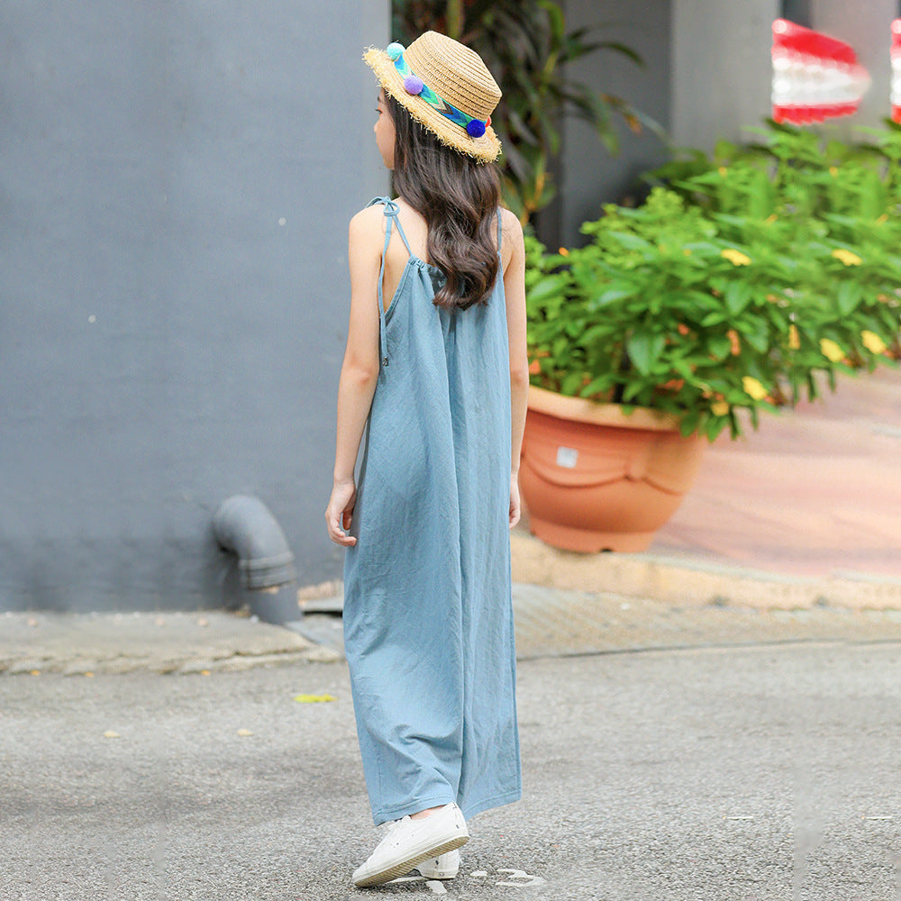 Girls’ Casual Wide-Leg Jumpsuit