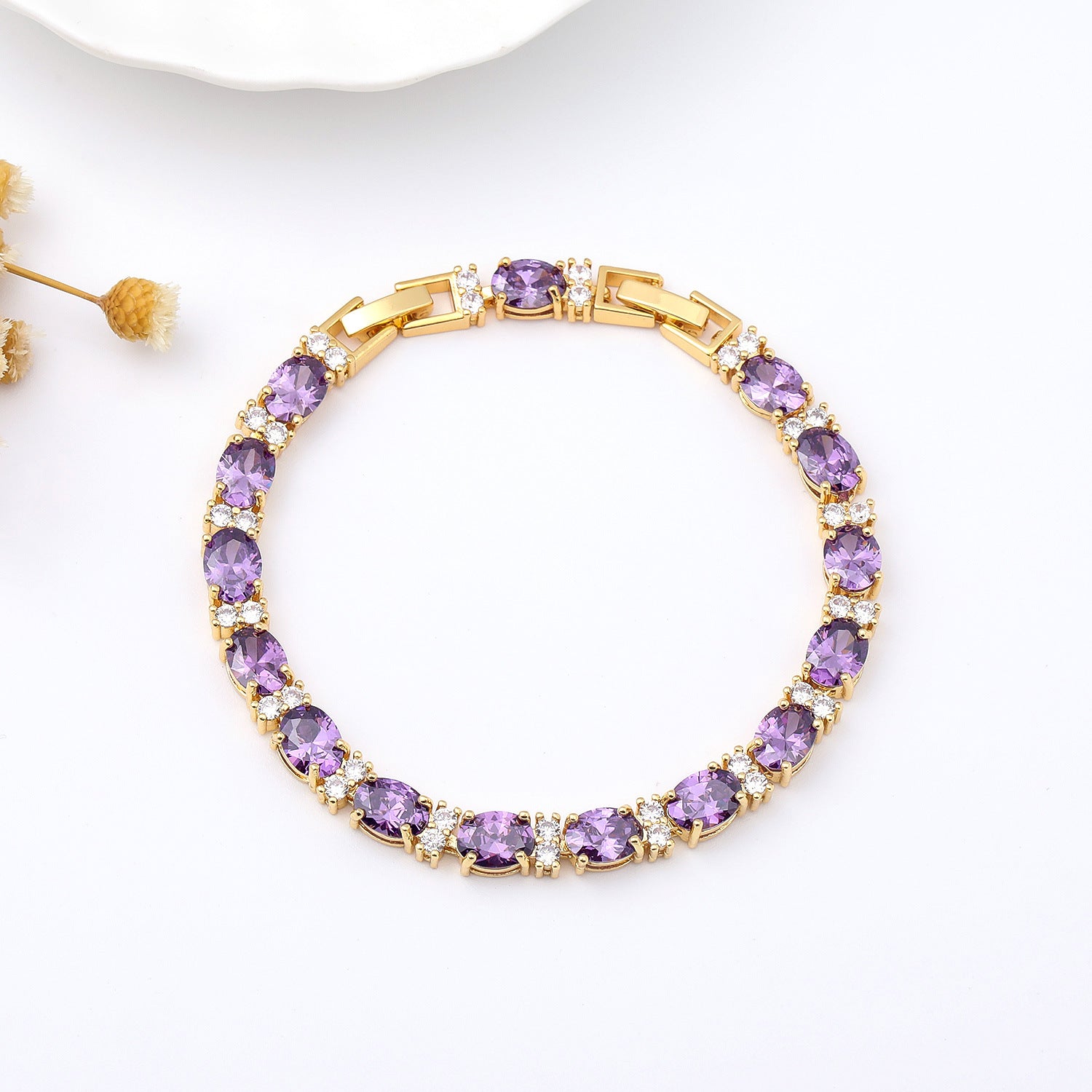 Pulsera sencilla de circonitas de cristal