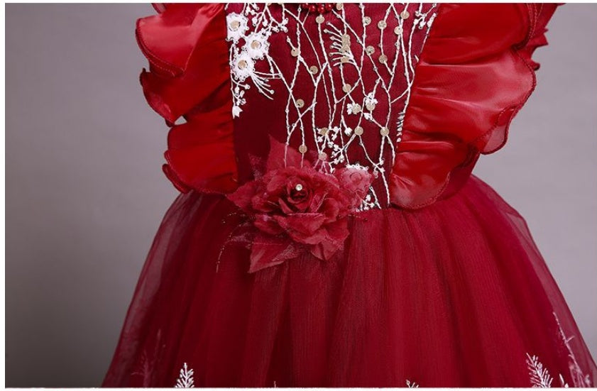 Embroidered Princess Dress with Small Flowers