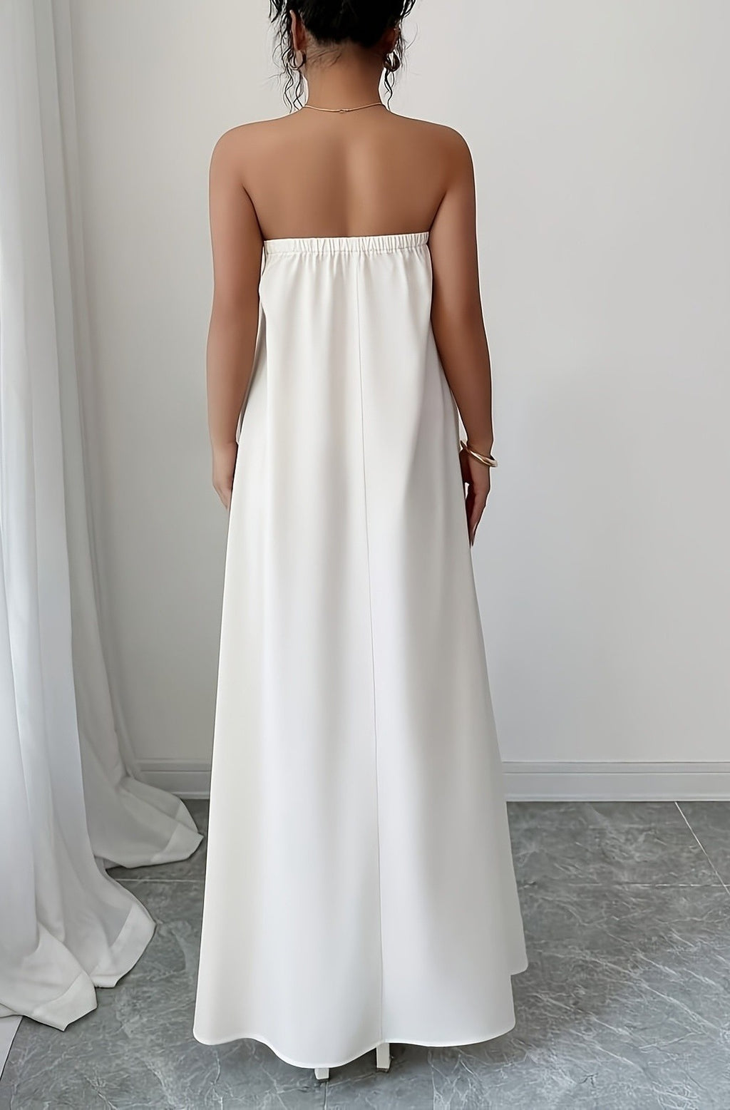 Long Floral Strapless Dress with Flowing Fit