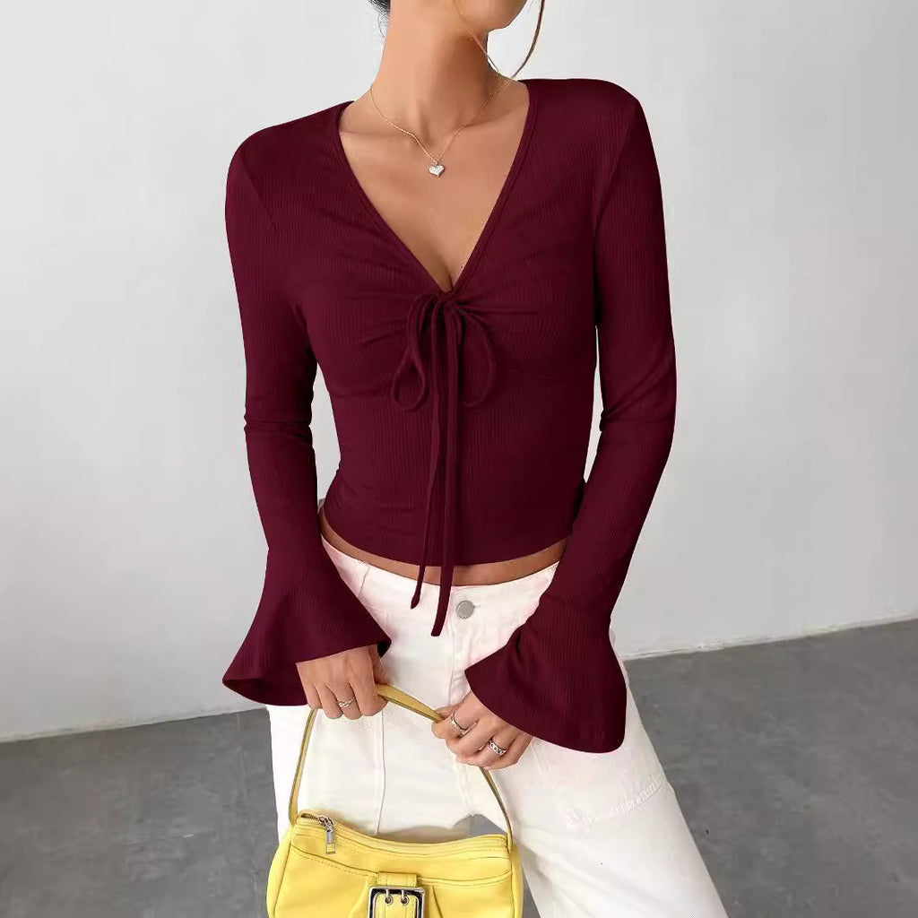 City-Chic Notched Collar Blouse with Tie Cuffs