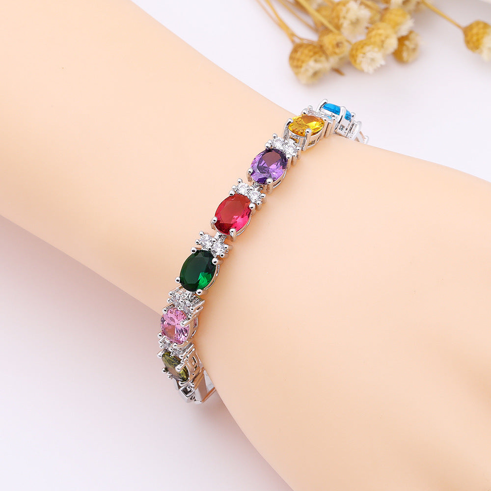 Pulsera sencilla de circonitas de cristal