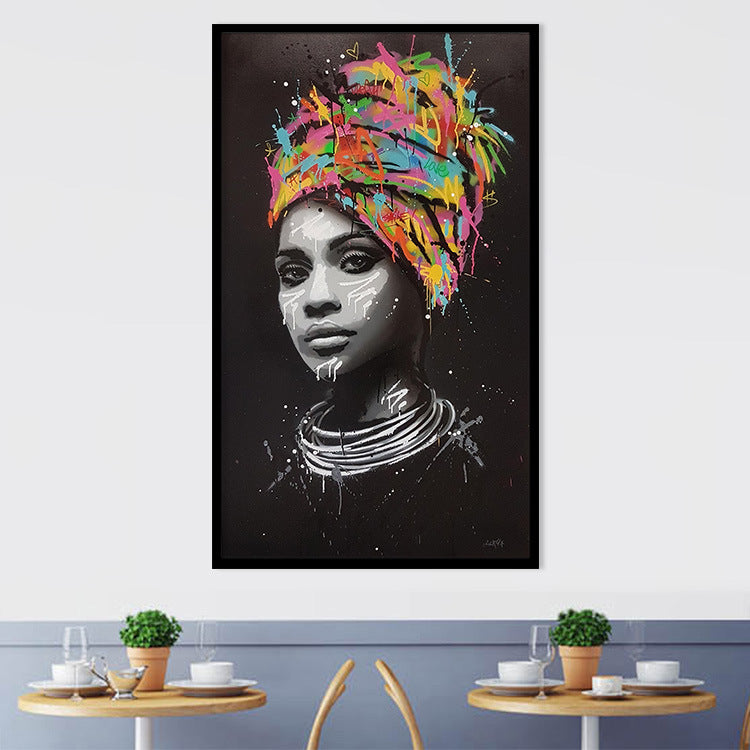 Cuadro en lienzo Mujer africana con turbante