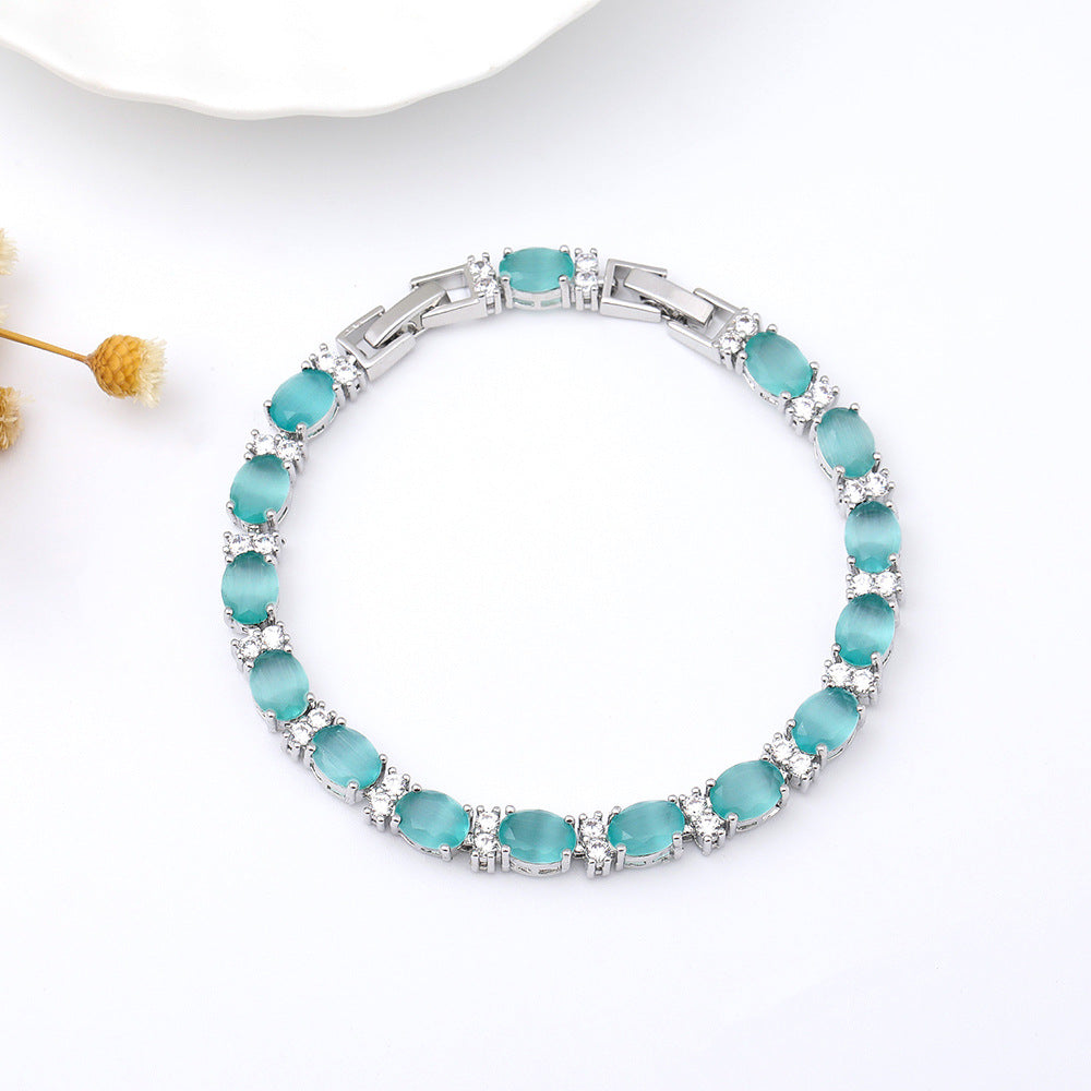 Pulsera sencilla de circonitas de cristal