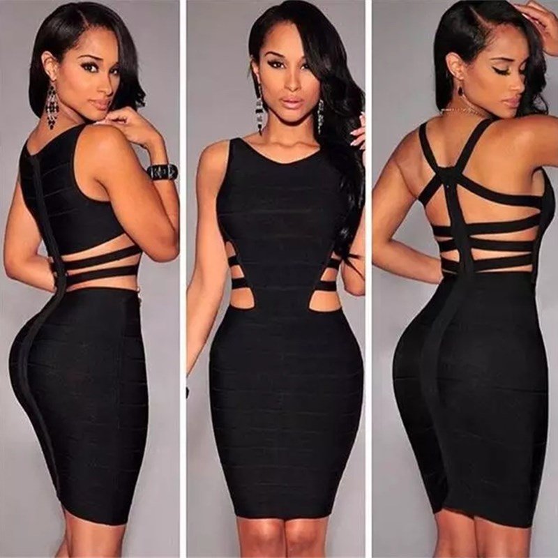 Sleeveless Black Fitted Dress