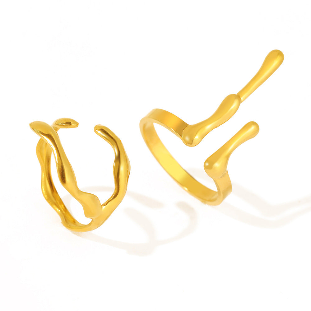 Anillo ajustable de línea geométrica