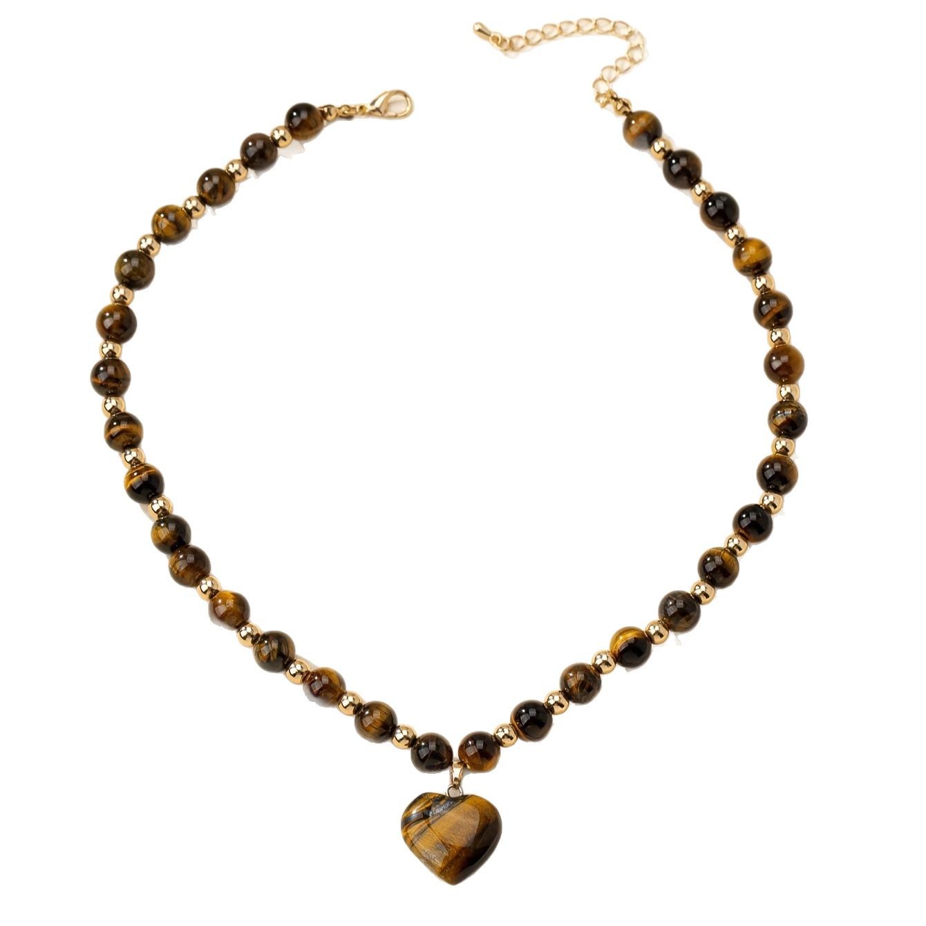 Collar de corazón de ojo de tigre natural