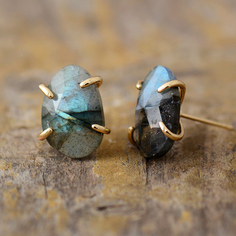 Pendientes de cristal en tono labradorita