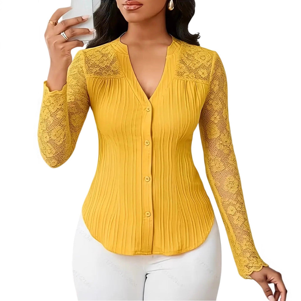 Hollow-Out V-Neck Long Sleeve Cardigan for Women