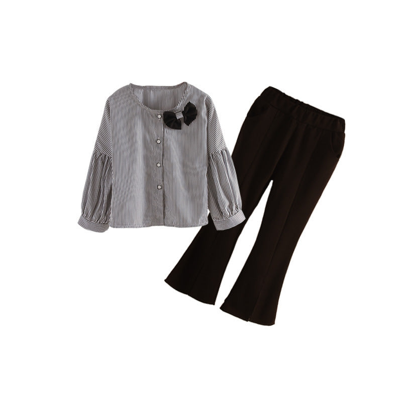 Girls’ Spring Bow Shirt & Pants Set