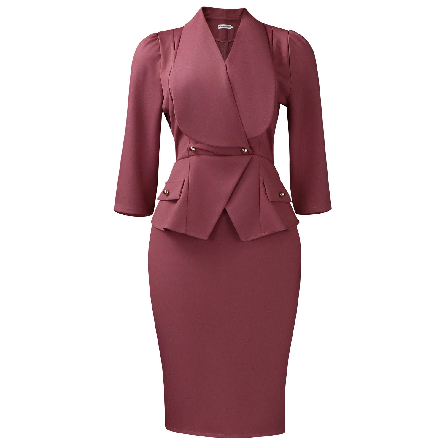 Women’s Elegant Belted Bodycon Midi Dress