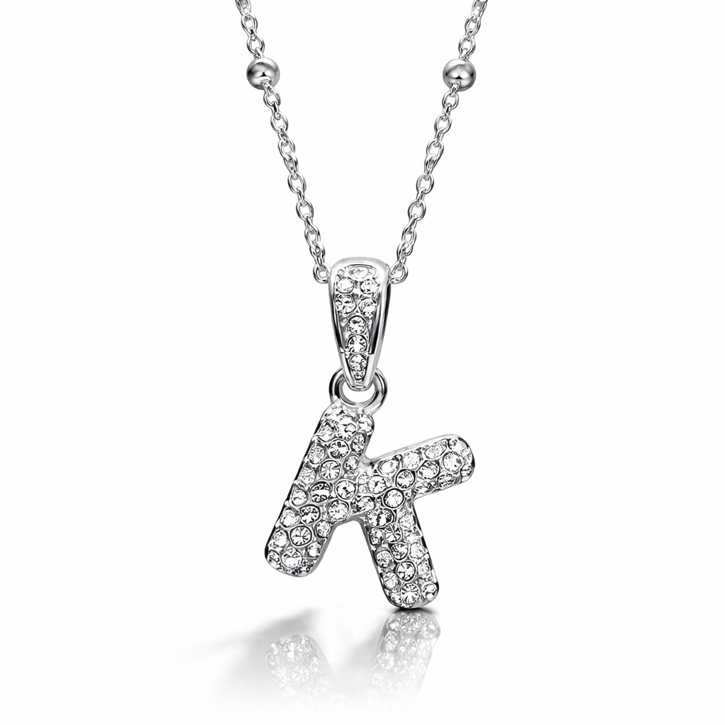 Collar de circonita con inicial de burbuja