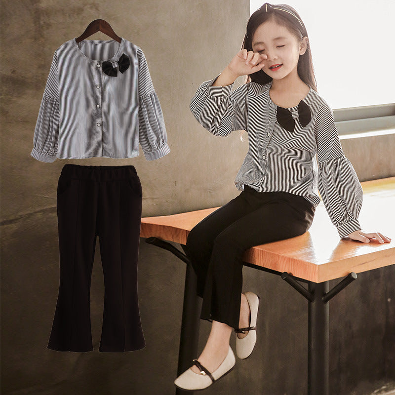 Girls’ Spring Bow Shirt & Pants Set