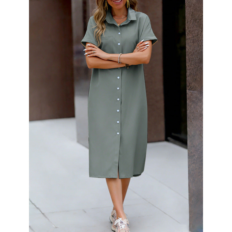 Vestido camisero midi con cuello sastre y botones