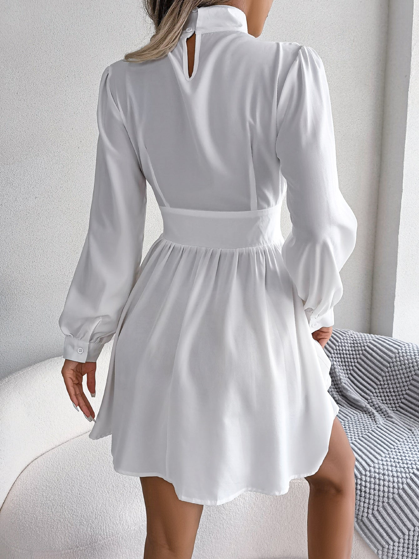 Fluid Cutout Dress with Tied Waist