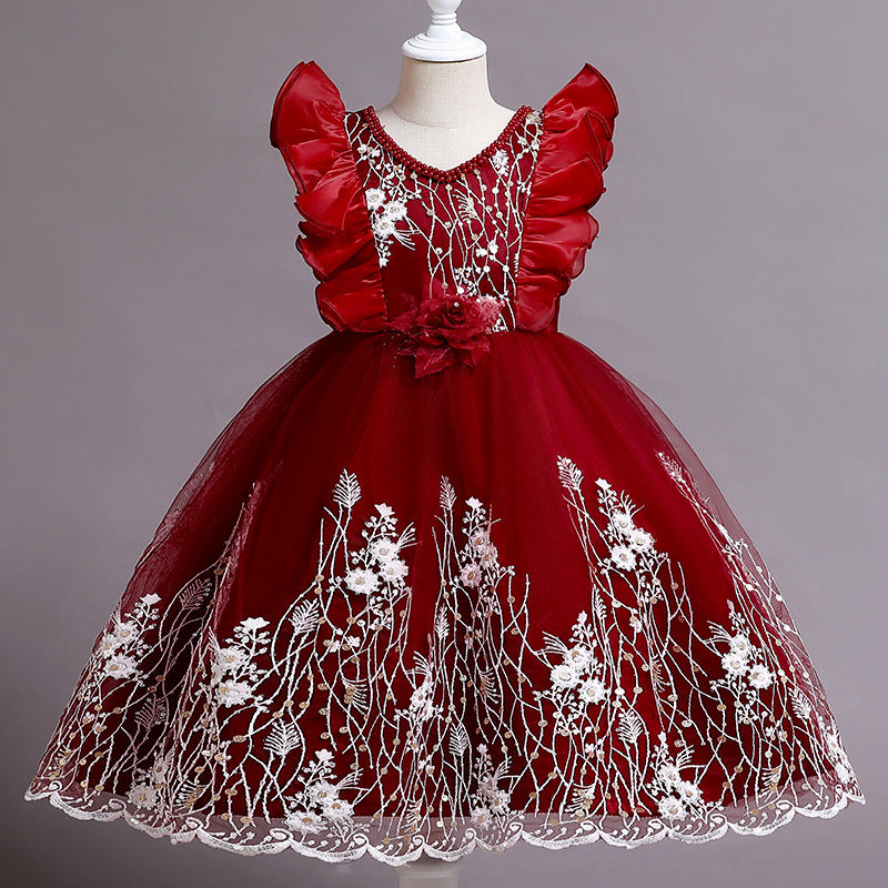 Embroidered Princess Dress with Small Flowers