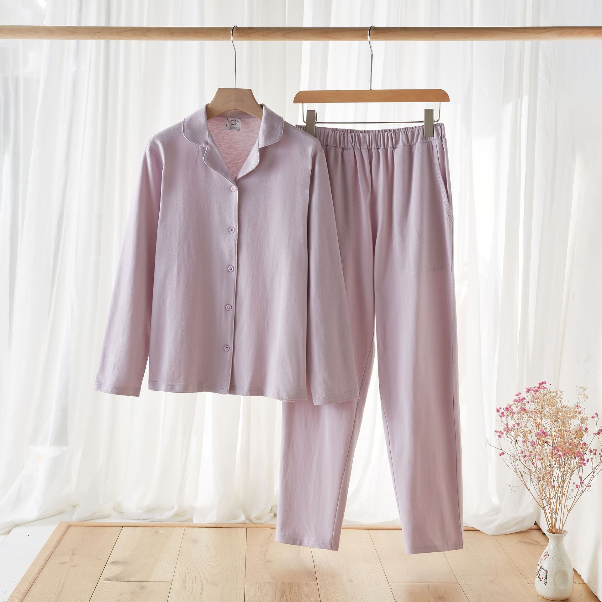 Pijama de algodón de manga larga para mujer
