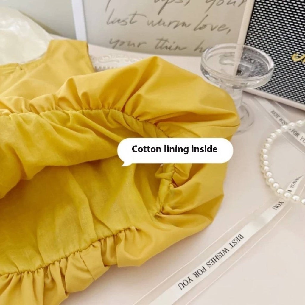 Yellow Cotton Dress "Little Duck" for Little Girls