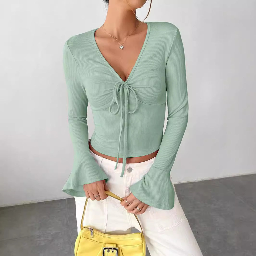 City-Chic Notched Collar Blouse with Tie Cuffs